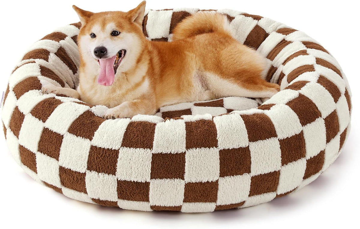 LE SURE Donut Large Dog Bed - Round Cat Beds for Indoor Anti-Anxiety Calming Pet Beds, Washable