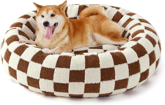 LE SURE Donut Large Dog Bed - Round Cat Beds for Indoor Anti-Anxiety Calming Pet Beds, Washable