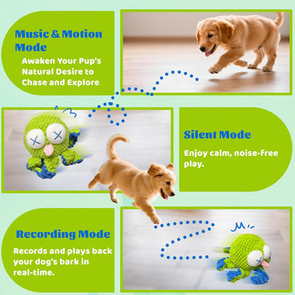 Interactive Octopus Dog Toys – Rechargeable Dog Squeaky Toy with Bouncing Ball, Music, Recording &