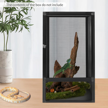 Micro Habitat Terrarium Enclosure Reptile Open Aluminum Screen Cage Black Large Reptiles Habitat