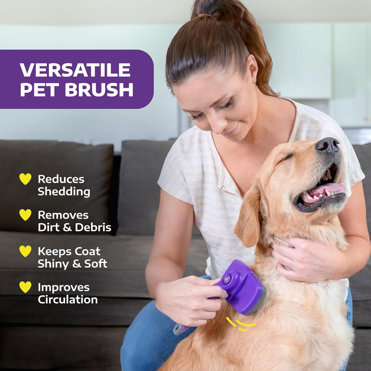 Hertzko Self Cleaning Slicker Brush for Dogs and Cats - Pet Hair Brush for Shedding Long and Short
