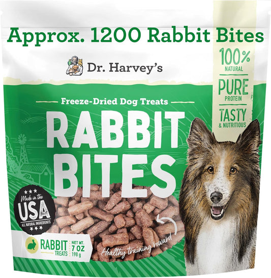 Dr. Harvey's Rabbit Bites Freeze-Dried Raw Dog Treats, Single Ingredient, All-Natural Rabbit Meat