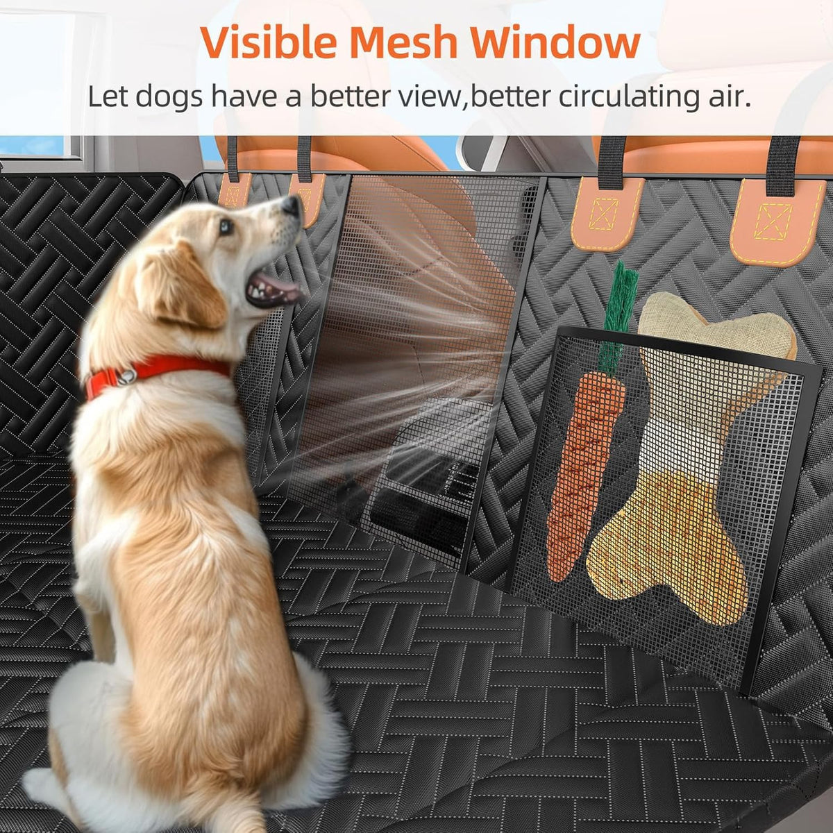 Back Seat Extender for Dogs,Dog Car Seat Cover for Back Seat,Hard Bottom Dog Bed for Car with Mesh