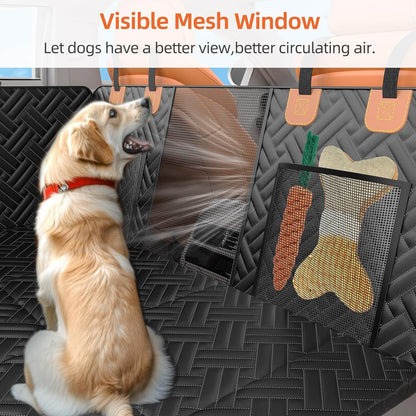 Back Seat Extender for Dogs,Dog Car Seat Cover for Back Seat,Hard Bottom Dog Bed for Car with Mesh