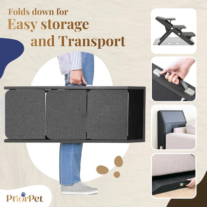 Dog Steps for Bed & Couch 2-in-1 Dog Stairs/Ramp - Height Adjustable Dog Ramp for Couch 7” - 20”