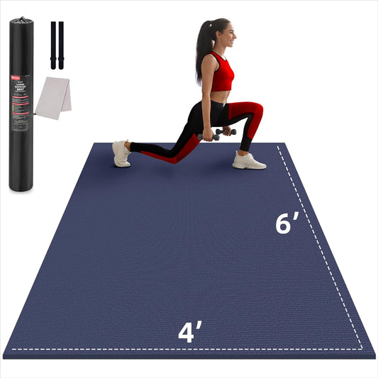 Large Exercise Mat for Home Workout,12‘x6’/10'x6'/9'x6'/8'x6'/7'x5'/6'x4' (7mm) Extra Thick Workout