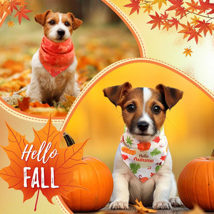 Weewooday 50 Pcs Fall Dog Bandanas Bulk Pumpkin Maple Leaves Thanksgiving Autumn Bandanas for Bibs