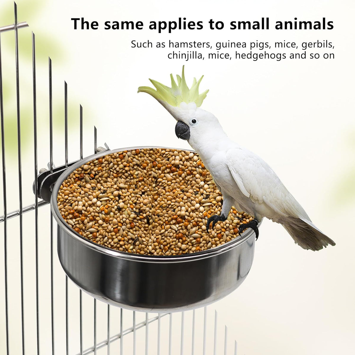 4 Pcs Medium Bird Feeding Dish Cups,Parrot Food Bowl Cage with Clamp Holder Stainless