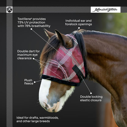 Kensington UV Fly Mask with Fleece Trim - Protective Mask with Dual Ear Opening Size: XXL Color: