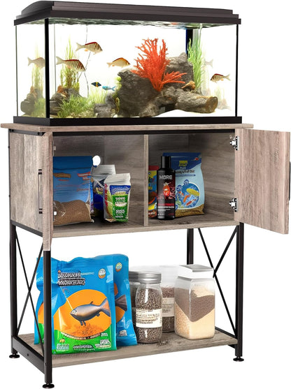 20-29 Gallon Aquarium Stand Metal Frame Fish Tank Stand with Cabinet Storage, for 20 Gallon Long
