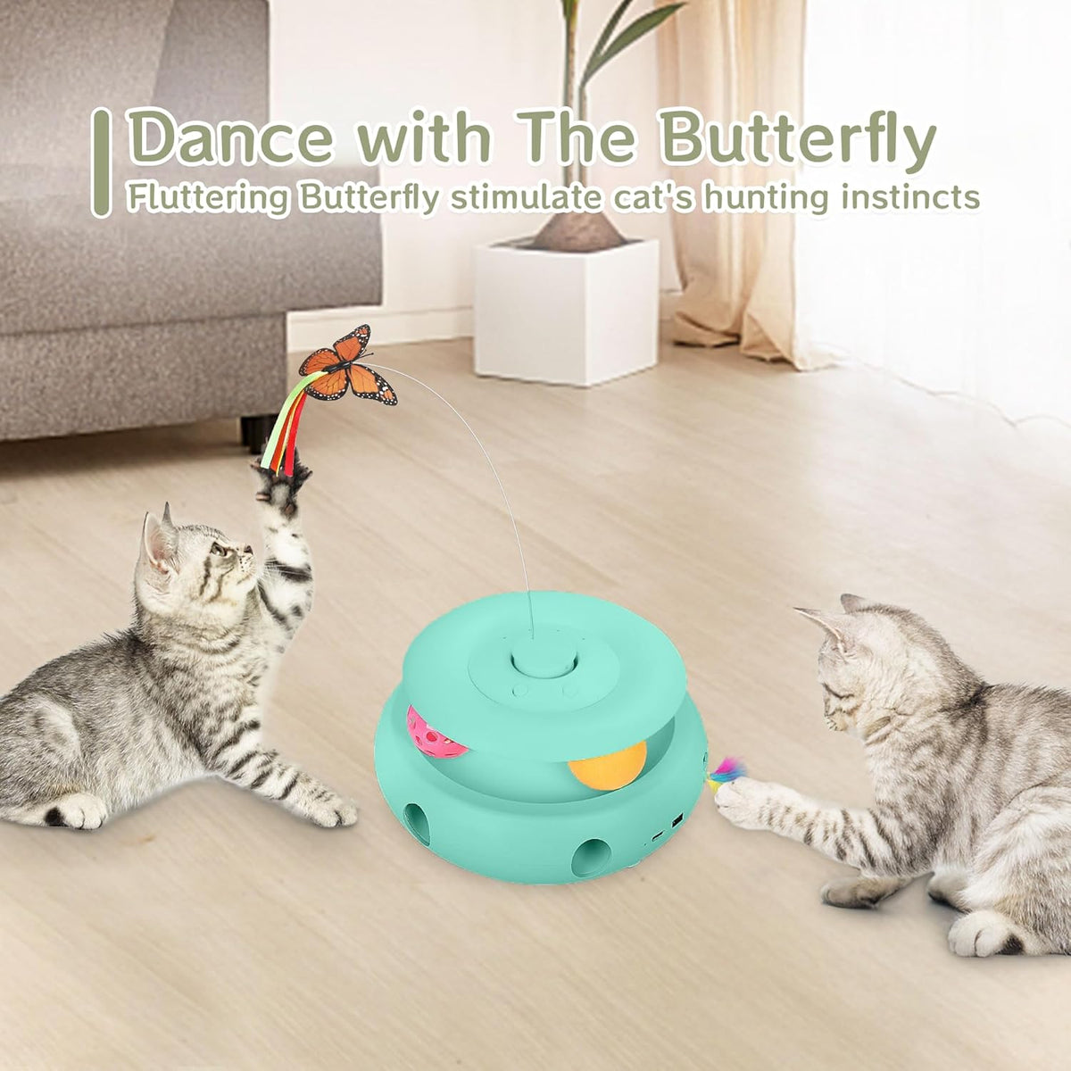 Cat Toys,3-in-1 Interactive Cat Toys for Indoor Cats,Rechargeable Automatic Interactive Cat Toy