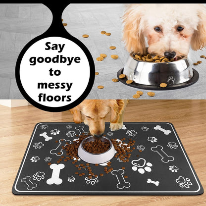 Pet Feeding Mat,Rapid Absorbent Mats for Dog Cat Food, Dog Placemat Water Bowl Mat with Rubber