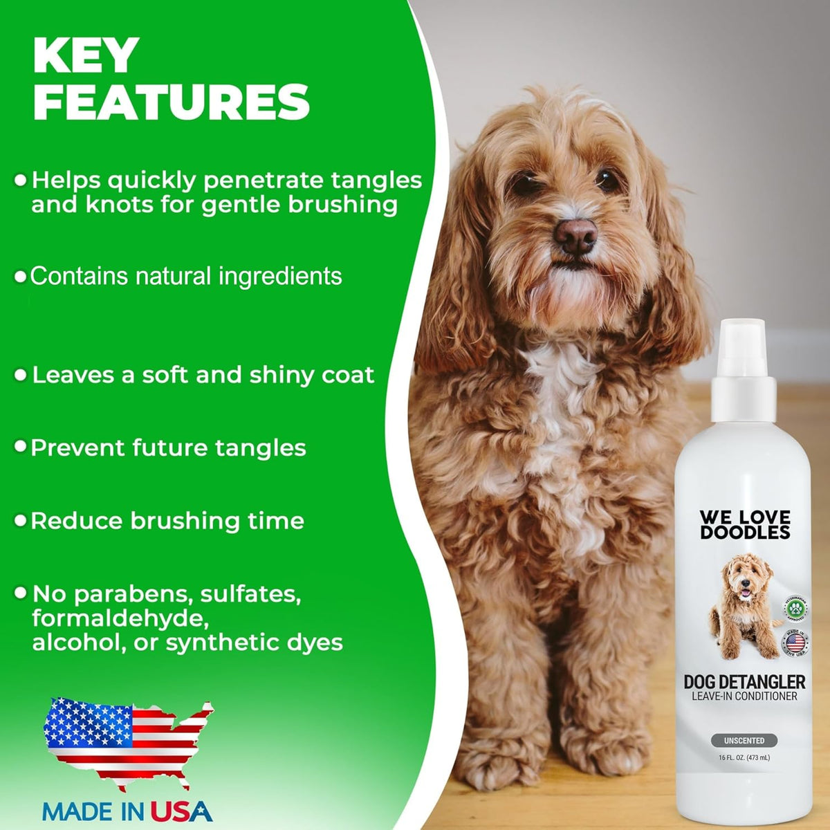 We Love Doodles Dog Detangler Spray - Leave-in Conditioner for Dogs - Dog Detangling Spray