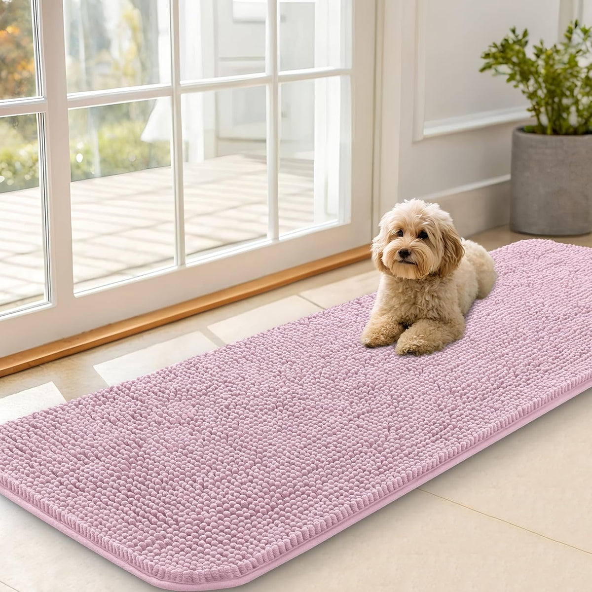 OLANLY Dog Door Mat for Muddy Paws 59x20, Absorbs Moisture and Dirt, Absorbent Non-Slip Washable