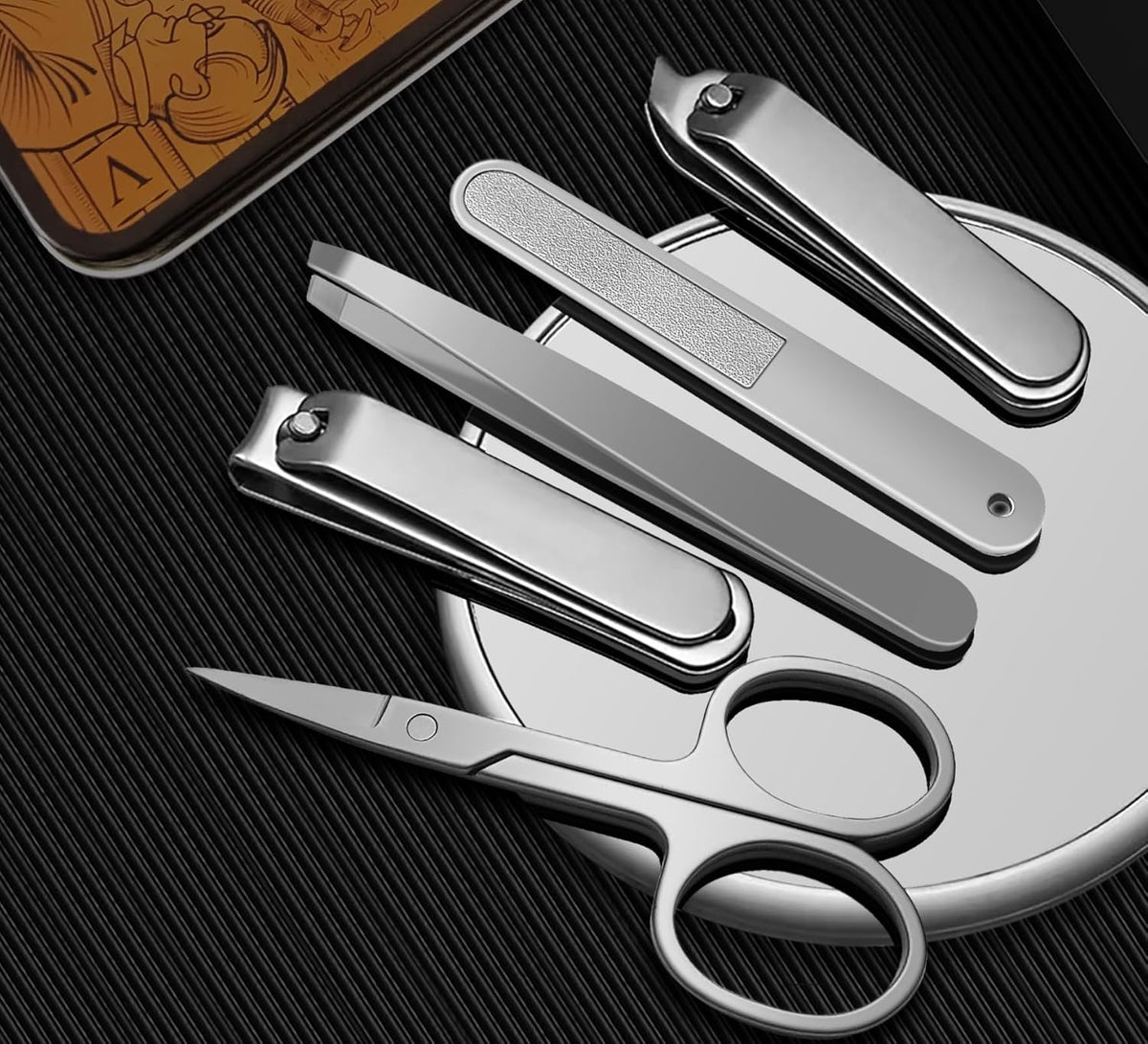 Konovo 5-Piece Nail Clippers Set，Stainless Steel Manicure Kit, Nail Grooming Travel Kit, Ail