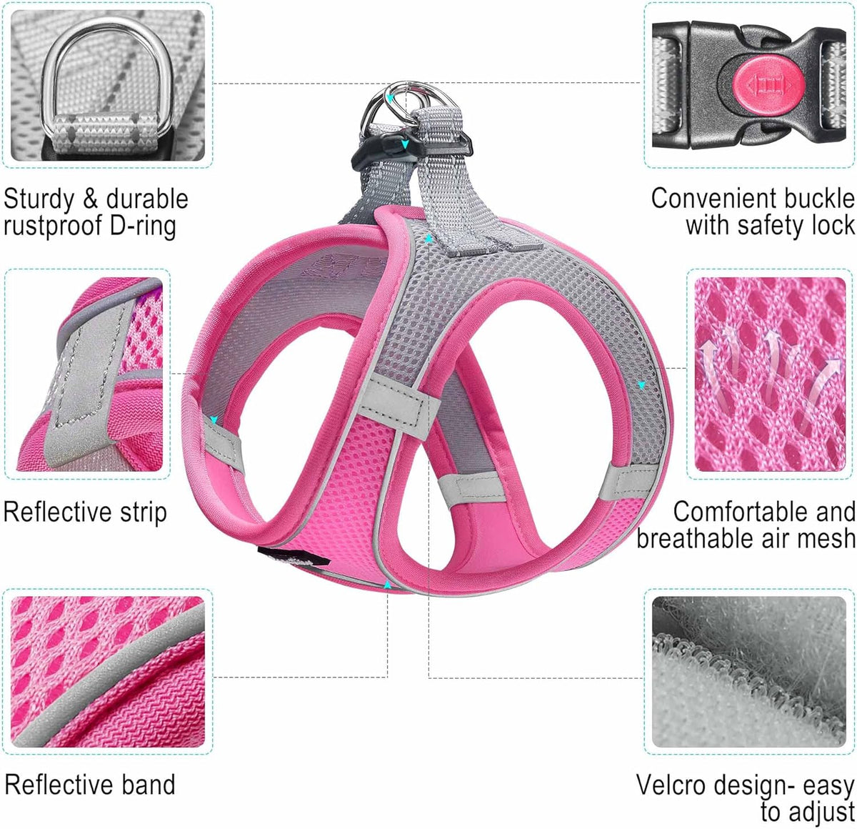 haapaw Dog Harness with Leash Set, No Pull Adjustable Reflective Step-in Puppy Harness with