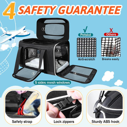 Petskd Top-Expandable Pet Carrier 17x12x8.5 Inches JetBlue Allegiant Spirit Airline Approved
