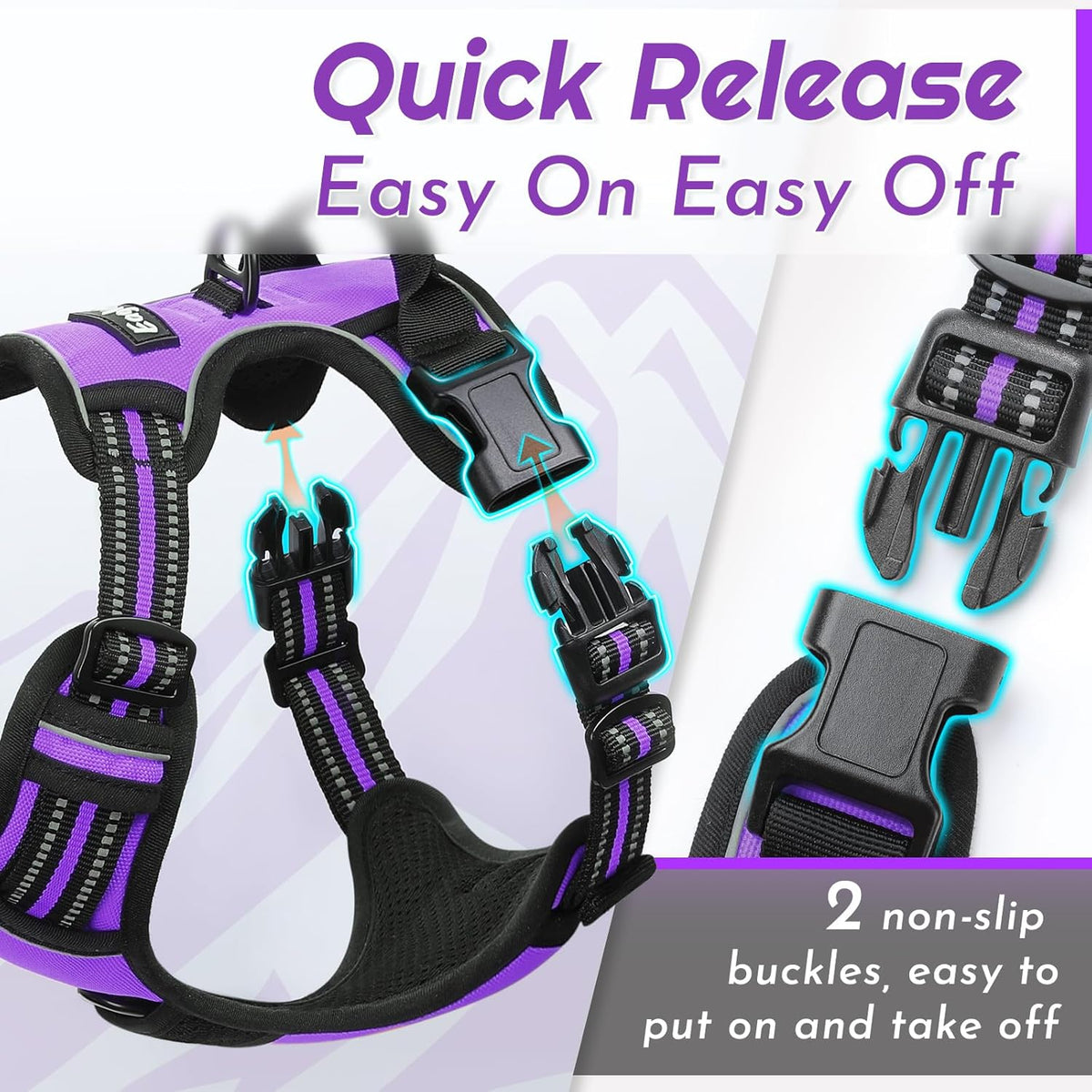 Eagloo Dog Harness for Large Dogs, No Pull Service Vest with Reflective Strips and Control Handle