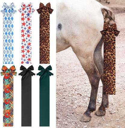 6 Pcs Horse Tail Bag Breathable Guard 22" Slip on Horse Care Tail Wrap 2 Strand Closure Straps