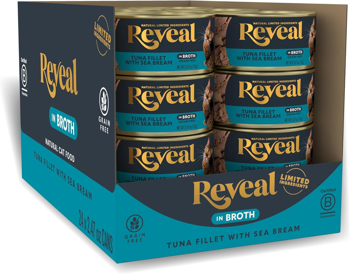 Reveal Natural Wet Cat Food, 24 Count, Grain Free, Limited Ingredient Canned Food for Cats, Tuna