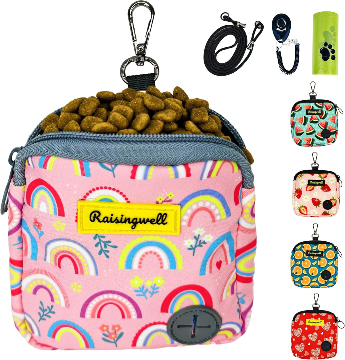 Dog Treat Pouch for Pet Walking and Training with Clicker Poop Bags Small Fanny Zipper Pack Holder