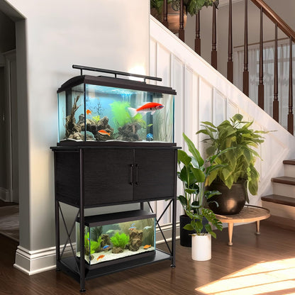 20-29 Gallon Aquarium Stand Metal Frame Fish Tank Stand with Cabinet Storage, for 20 Gallon Long