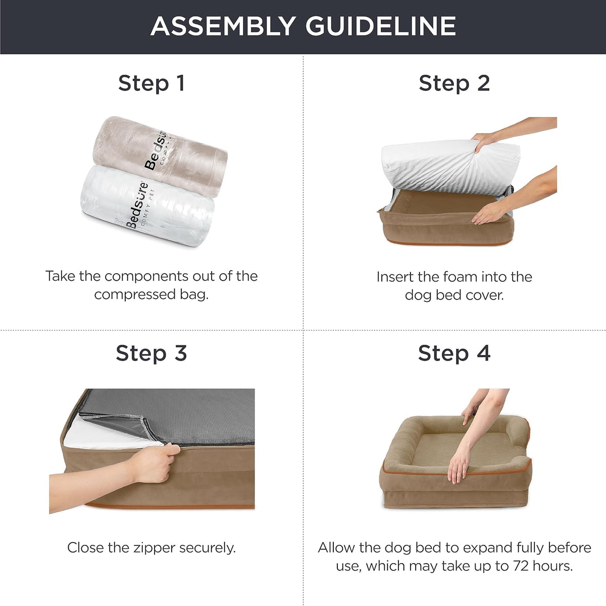 Bedsure Orthopedic Dog Bed Medium Size Dogs - Washable Medium Dog Cat Bed Waterproof, Comfort Pet