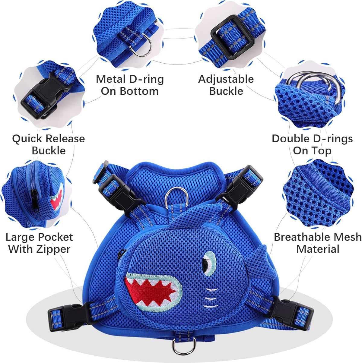 IDOMIK Dog Backpack Harness, No-Pull Dog Backpack with D-Ring for Small Medium Dogs, Cute Self