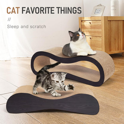 2 in 1 Cat Scratcher Cardboard Lounge Bed, Cat Scratching Post, Durable Board Pads Prevents