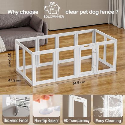 Clear Acrylic Dog Playpen Transparent Dog Playpen Indoor, Easy Assemble Clear Pet Pen for Puppy