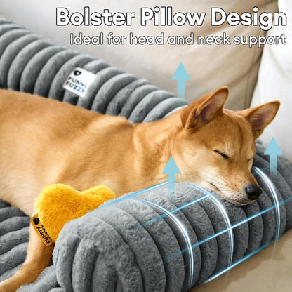FUNNY FUZZY Pet Couch Cover for Sofa, Calming Dog Bed for Couch, Fluffy Plush Cat Bed Mat for