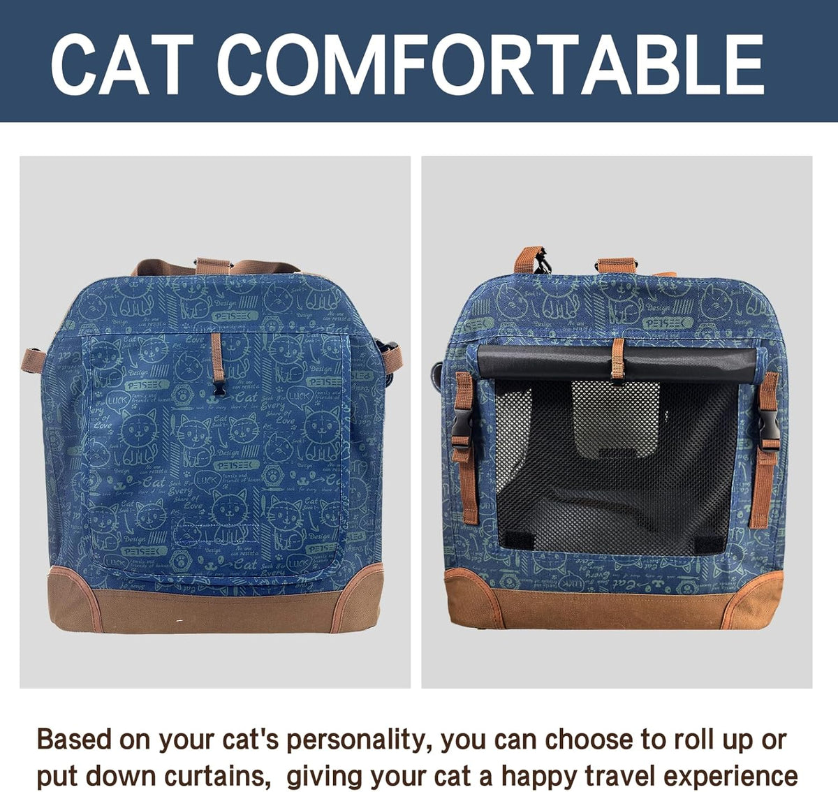 Extra Large Cat Carrier Soft Sided, Portable Small Dog Carrier for 2 Cats, 24"x16.5"x16" Car Travel