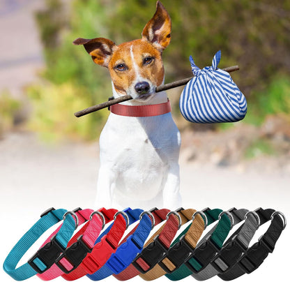9 Pieces Adjustable Dog Collar for Animal, Soft Nylon Pets Puppy Collar with Quick Release Buckle