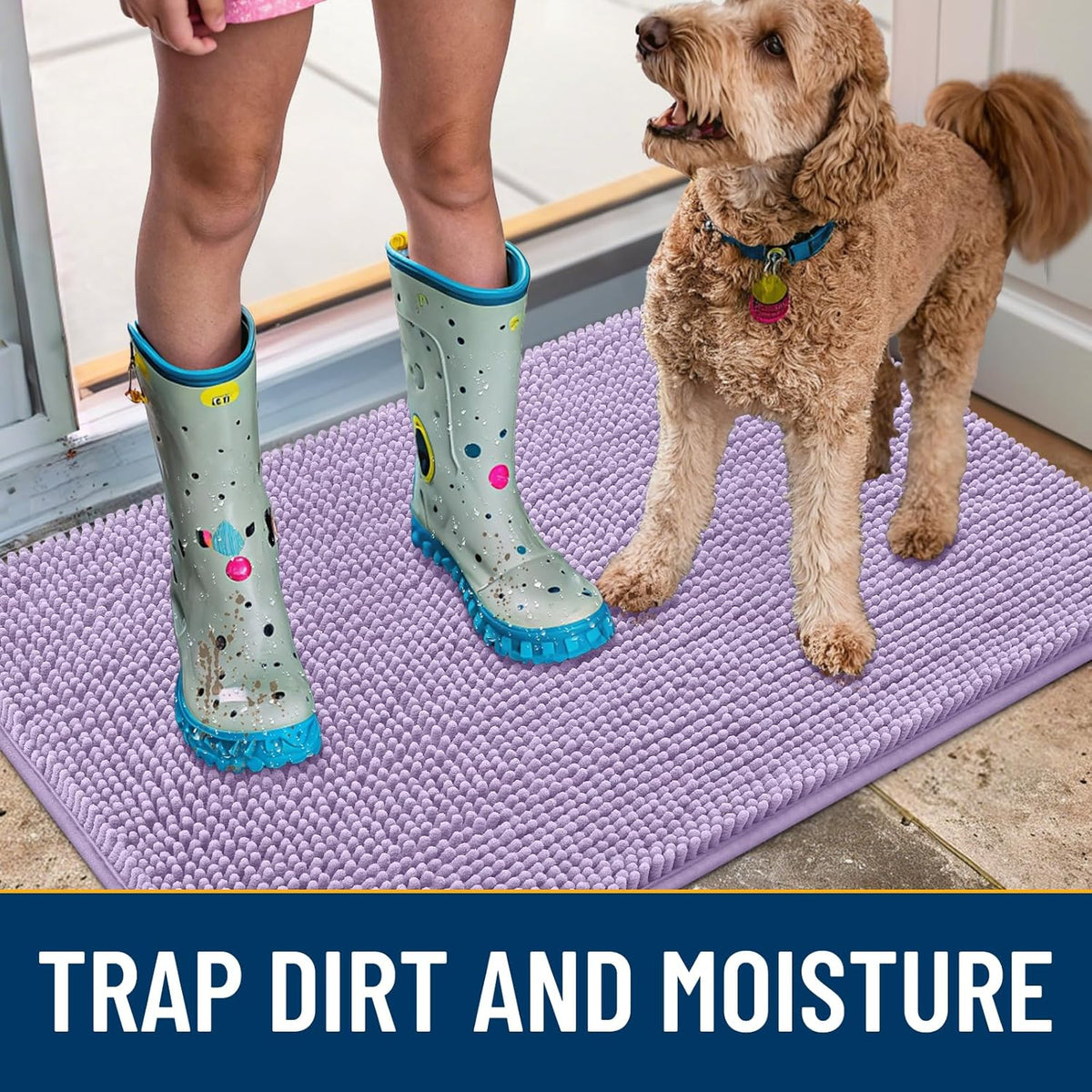 Smiry Dog Door Mat for Muddy Paws 30x20, Absorbs Moisture and Dirt Doormat, Non-Slip Washable Quick