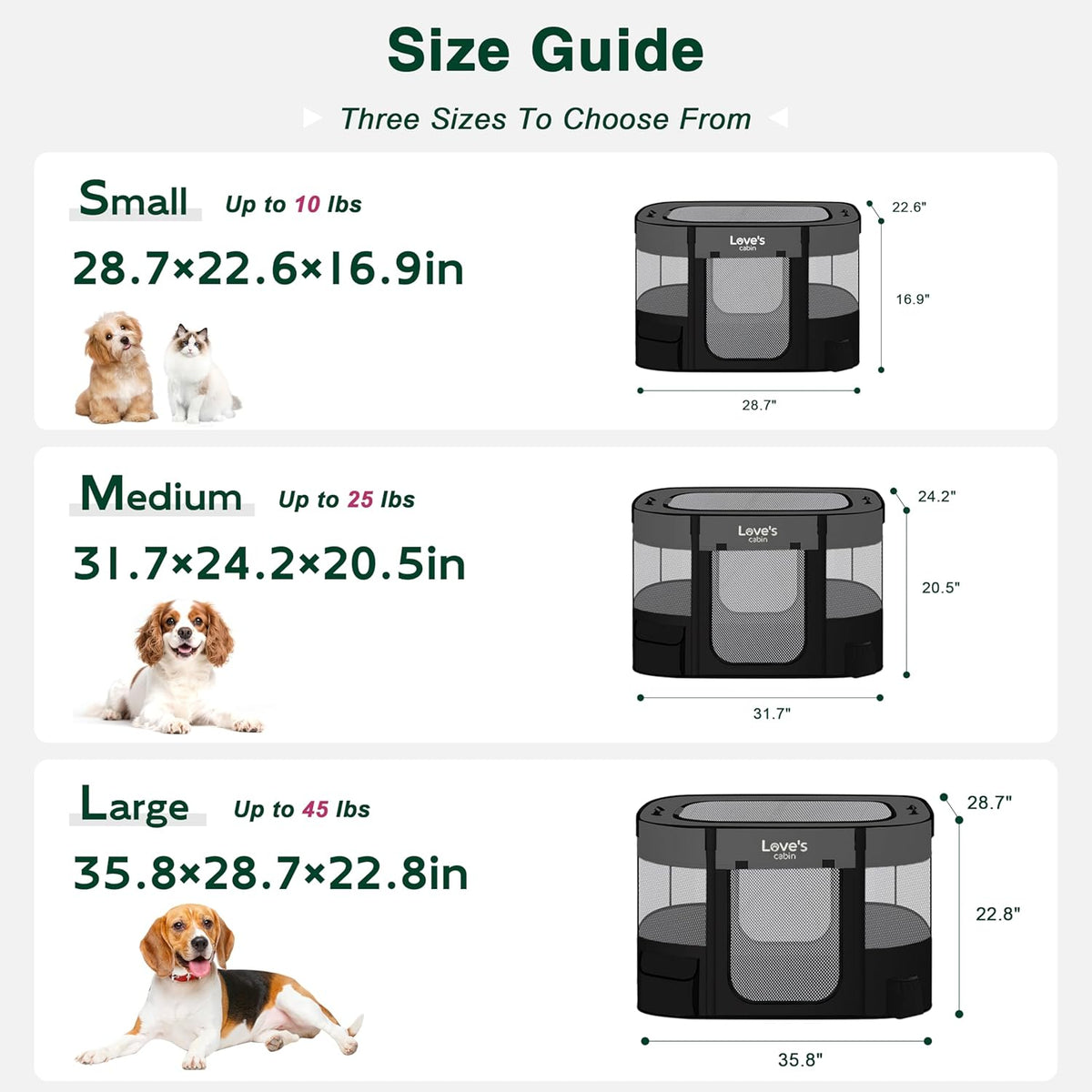 Love's Cabin Small Dog Tent Crates Cage Indoor/Outdoor, Portable Exercise Playpen for Dog and Cat