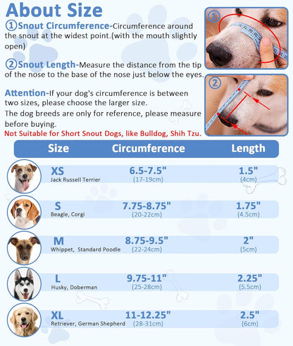LUCKYPAW Soft Muzzle for Small Medium Sized Dogs, Dog Muzzle to Prevent Biting Chewing, Adjustable