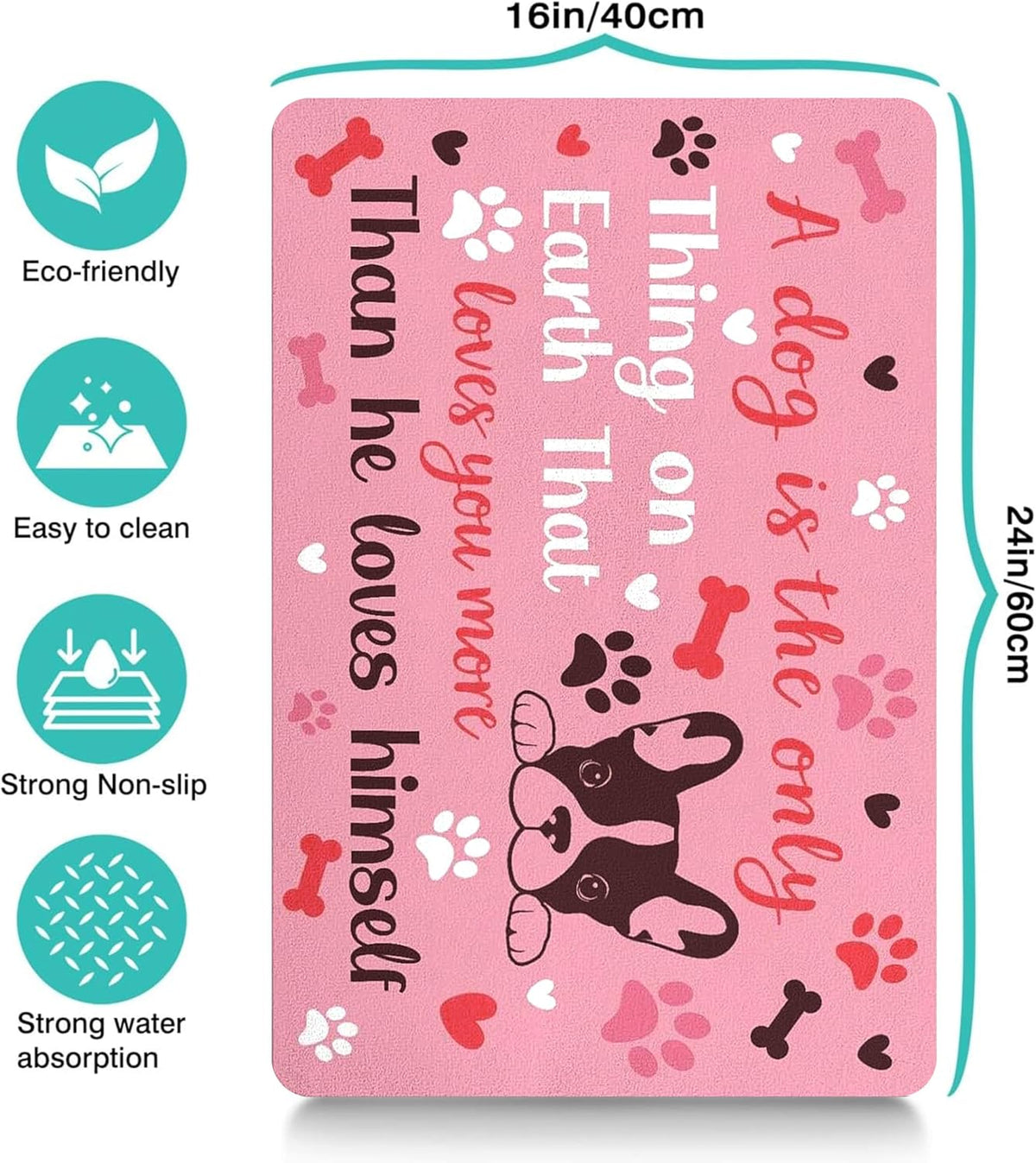 Pet Feeding Mat for Floors Waterproof Dog Mat for Food and Water Absorbent Quick Dry Non Slip mat