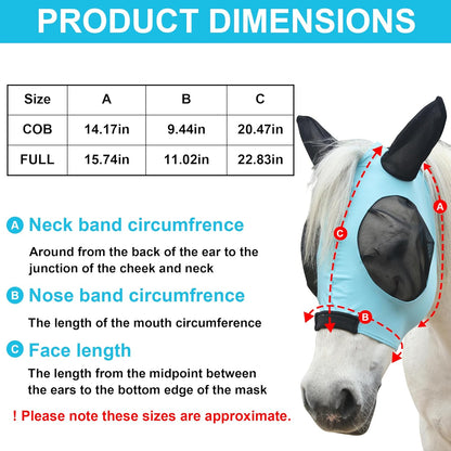 Stretchy Horse Fly Mask for Horses, Soft Lycra Equine Mesh Mask, Elasticity Horse Face Covering