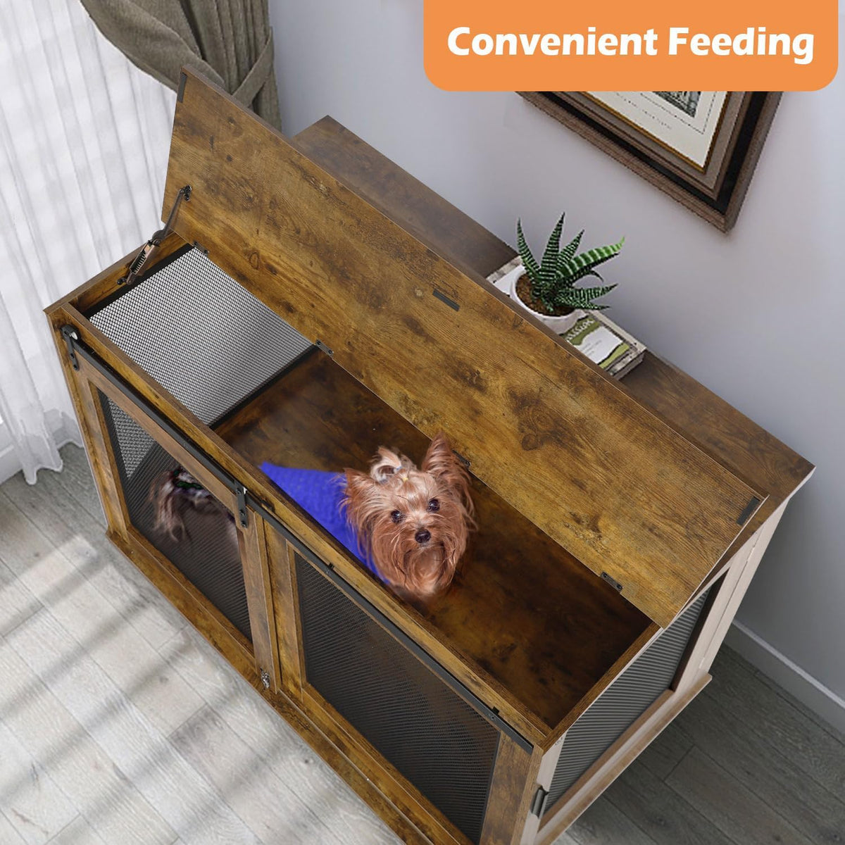 LINLUX 47 Inch Large Dog Crate Furniture, Wooden Heavy Duty XL Dog Kennel Indoor, Decorative Dog