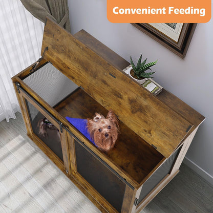 LINLUX 47 Inch Large Dog Crate Furniture, Wooden Heavy Duty XL Dog Kennel Indoor, Decorative Dog