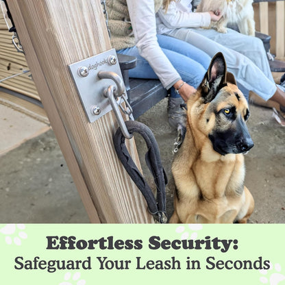 Canine Hitch- Secure Dog Leash Parking Wall Large Hook with Clip 6 Pack - Tie Out Stainless Steel &