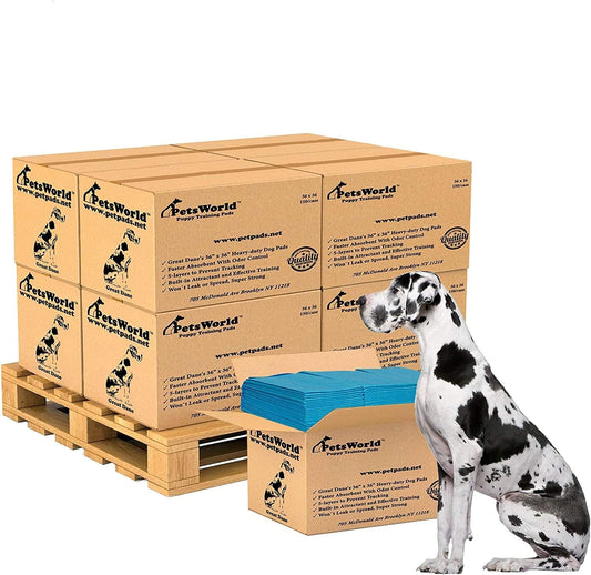 PETSWORLD Giant Dog Potty Pads, Odor-Eliminating, 36" x 36", Ultra Absorbent 5-Layer Leak-Proof