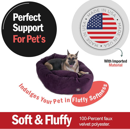 Majestic Pet 52 Inch Micro Velvet Calming Dog Bed Washable 52x35x11 (inch) – Cozy Soft Round Donut