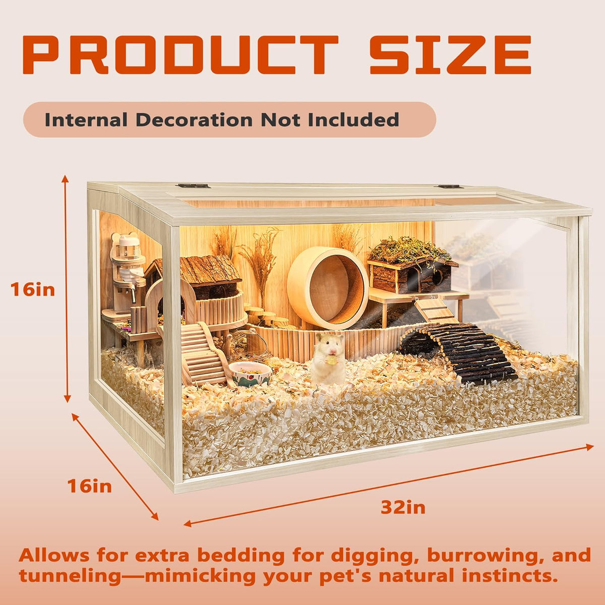 Hamster Cage Chewproof, Large Hamster Cages and Habitats, Openable Top with Acrylic Sheets, Solid
