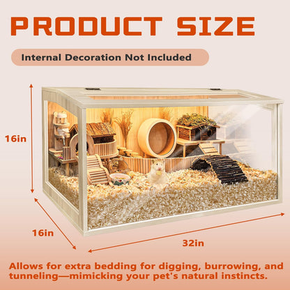 Hamster Cage Chewproof, Large Hamster Cages and Habitats, Openable Top with Acrylic Sheets, Solid