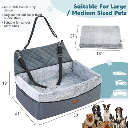 Dog Car Seat for Large/Medium Pet, Anti Slip Bottom Dogs Booster Seat for All Seasons,Pet Travel