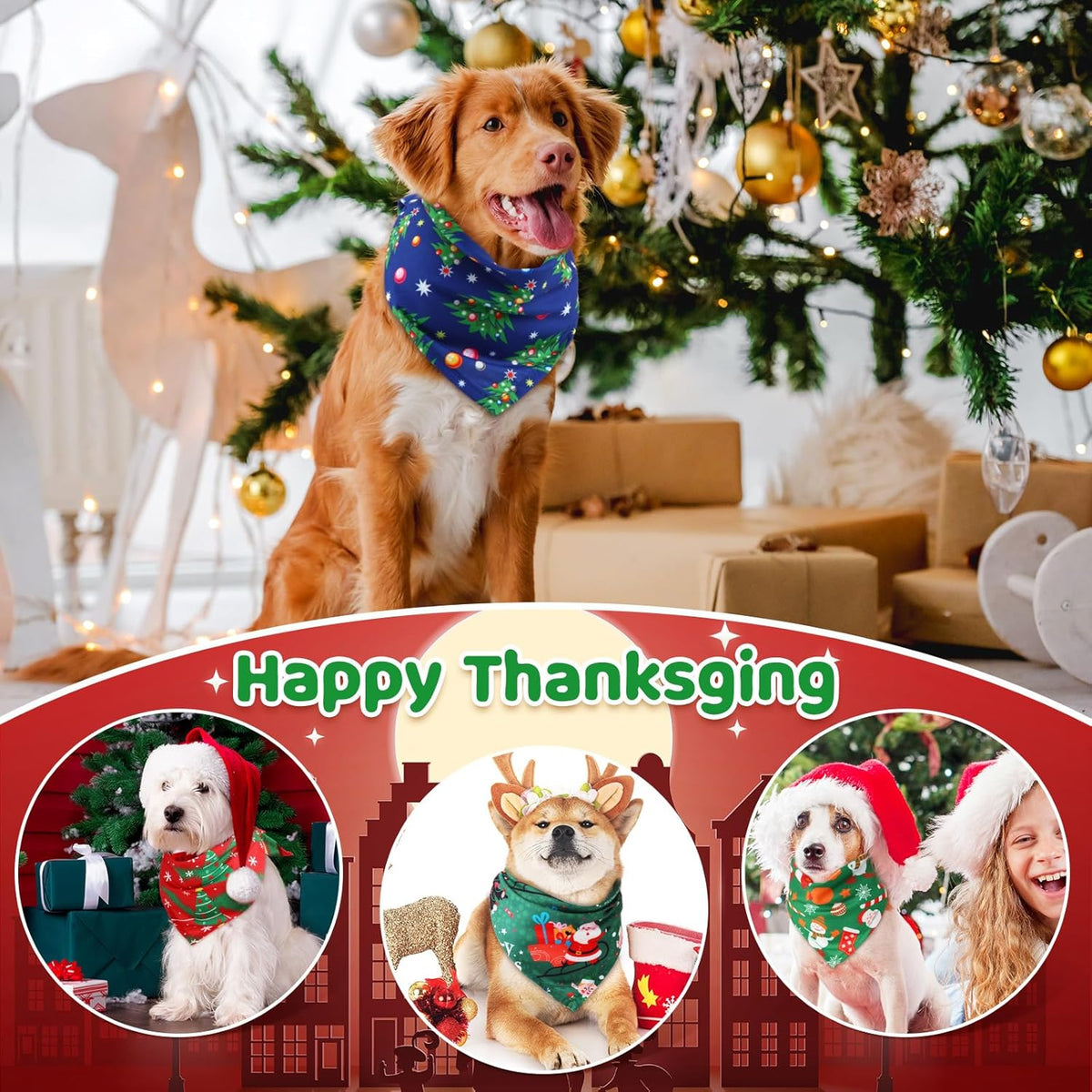 Abbylike 50 Pcs Christmas Dog Bandanas Bulk Xmas Bandanas for Dogs Triangle Kerchief Bibs Scarf Set