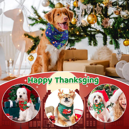 Abbylike 50 Pcs Christmas Dog Bandanas Bulk Xmas Bandanas for Dogs Triangle Kerchief Bibs Scarf Set