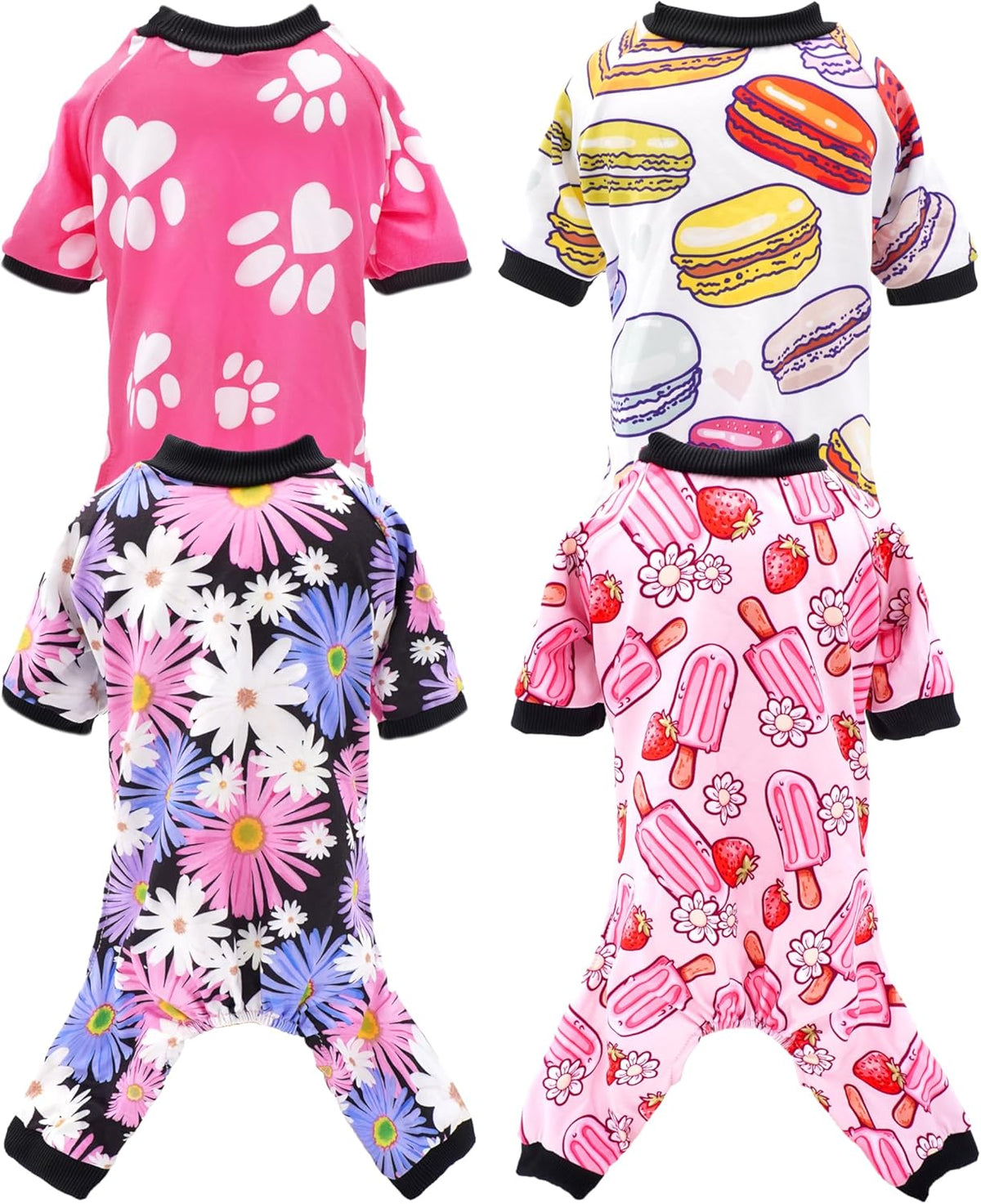 PET SHOW 4 Pack Dog Pajamas for Medium Large Dogs Girl Soft Stretchy PJs Paw Floral Jumpsuit Dog