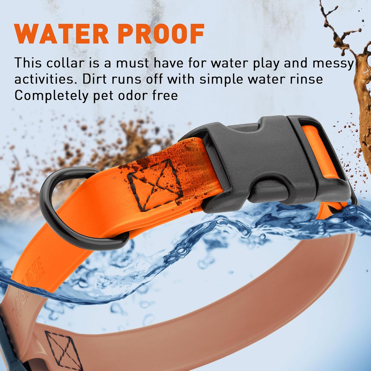 Dogline Biothane Waterproof Dog Collar with Quick Release Buckle Strong Coated Nylon Webbing with
